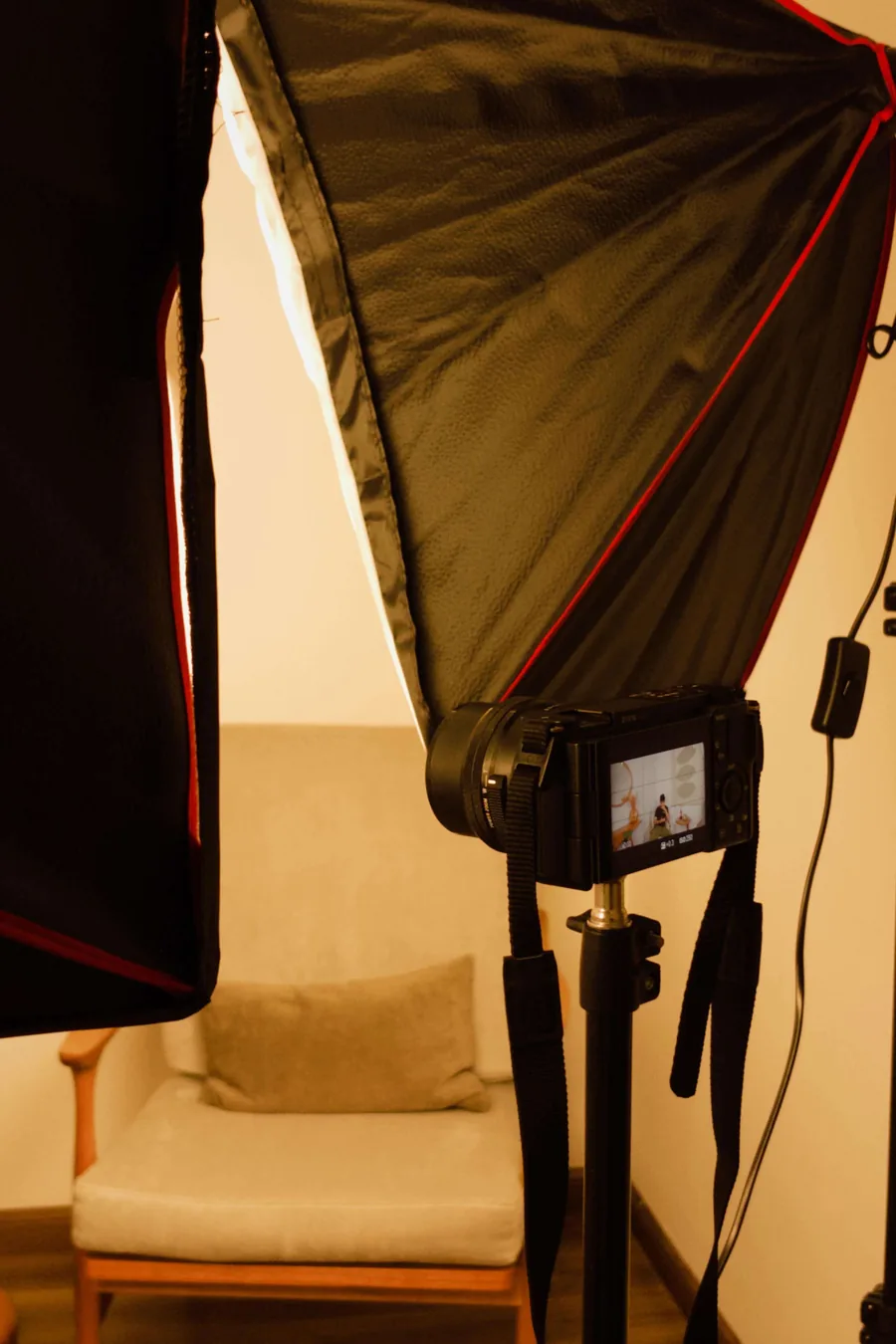 Set de grabación con softbox — detrás de escena Xpose