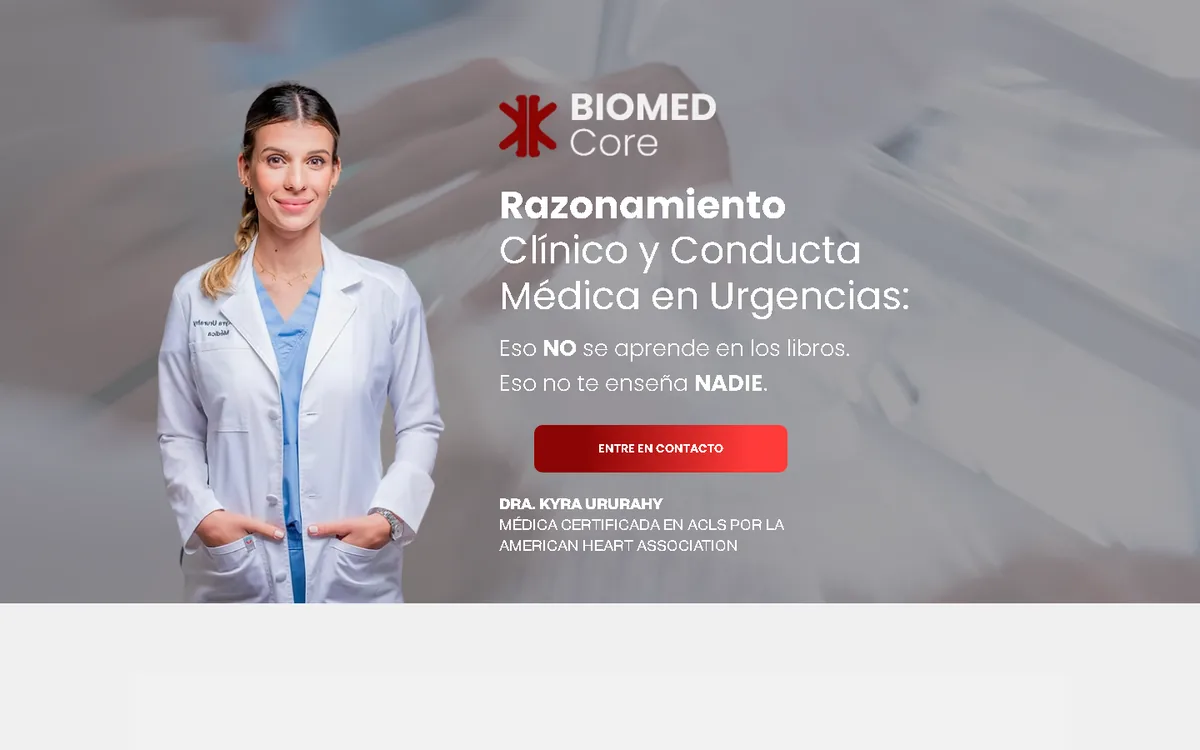 Landing page Biomed Core — sección hero